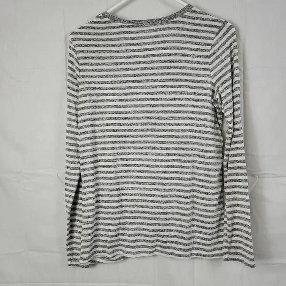 Cat & Jack Womens Gray White Striped Long Sleeve Crew Neck Basic T Shirt Size XL - Picture 2 of 7
